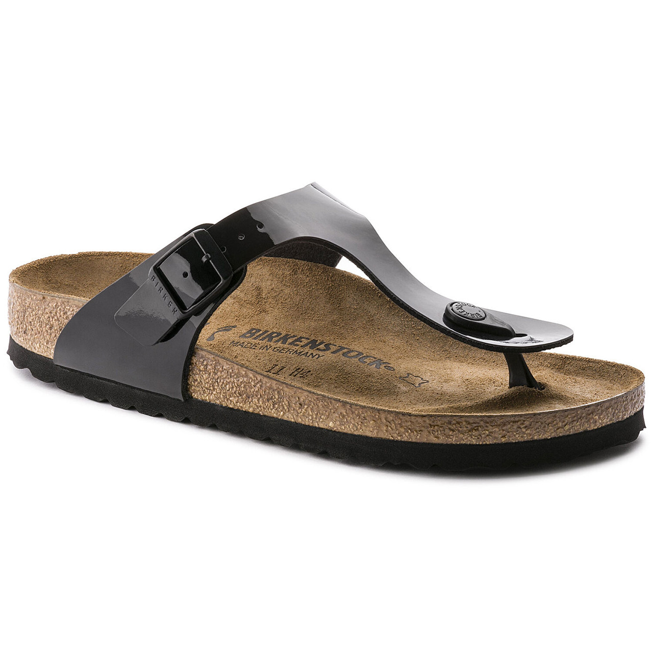 black patent leather birkenstock sandals