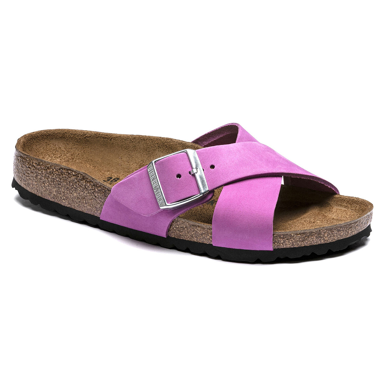 purple birkenstock sandals