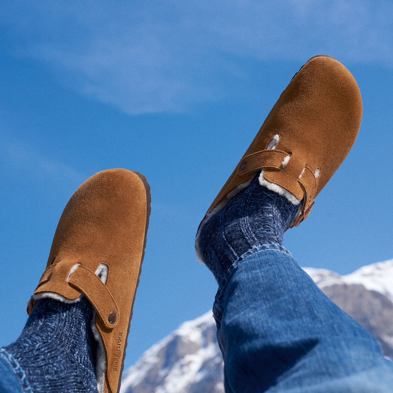 Birkenstock Boston Shearling Sandals Mink in Brown for Men