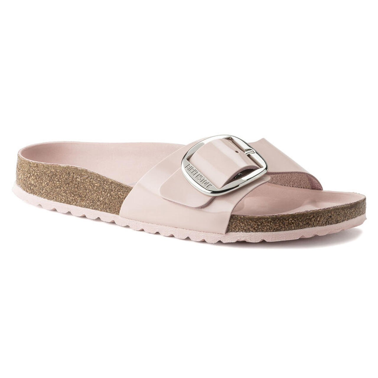 Birkenstock Women's Big Buckle Gizeh Natural Leather Patent in Black