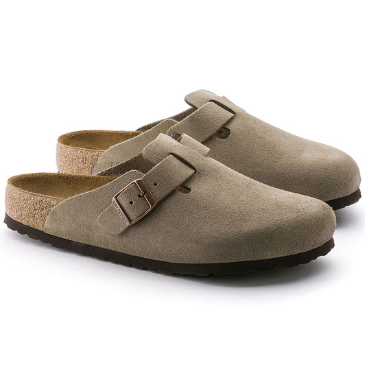 Birkenstock Unisex Boston Soft Footbed Taupe Suede Leather Clog