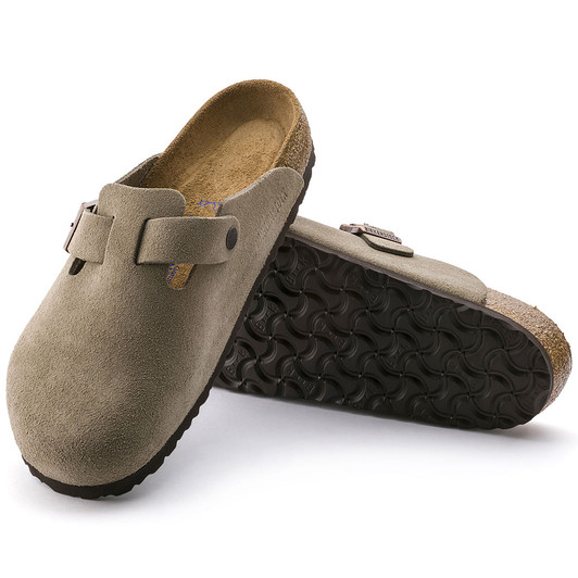 Birkenstock Unisex Boston Soft Footbed Taupe Suede Leather Clog