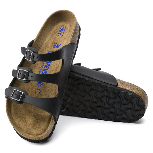 Birkenstock Women's Florida Soft Footbed Black Oiled Leather Sandal