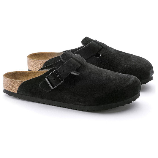 Birkenstock Unisex Boston Soft Footbed Black Suede Leather Clog