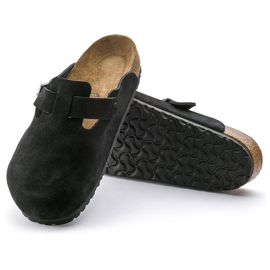 Birkenstock Unisex Boston Soft Footbed Black Suede Leather Clog
