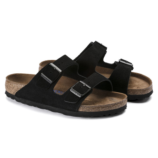 Birkenstock Unisex Arizona Soft Footbed Black Suede Leather Sandal