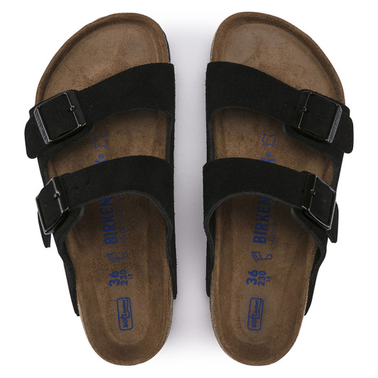 Birkenstock Unisex Arizona Soft Footbed Black Suede Leather Sandal