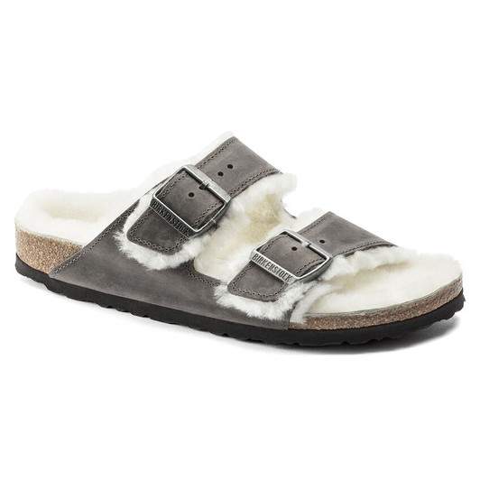 Birkenstock Arizona Shearling Iron Oiled Leather - Unisex Sandal