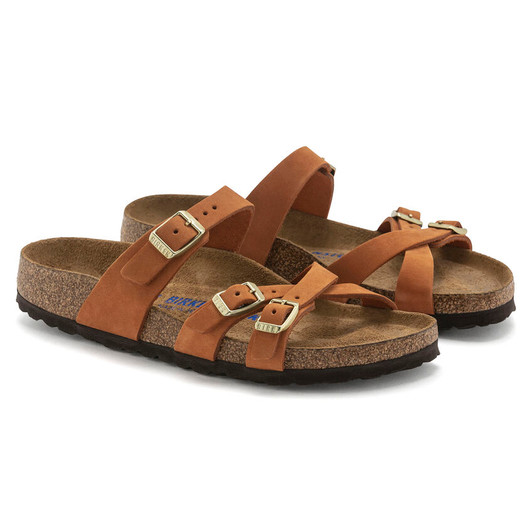 Birkenstock Women's Franca Soft Footbed Pecan Nubuck Leather Sandal