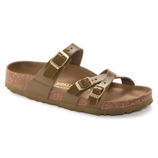 Birkenstock Franca HEX High Shine Mud Green Natural Patent Leather - Women's Sandal