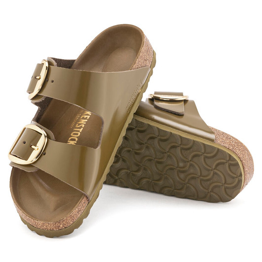 Birkenstock Arizona Big buckle High Shine Mud Green Natural Patent Leather - Women's Sandal