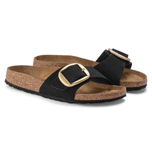 Birkenstock Madrid Big Buckle Black Nubuck Leather - Women's sandal