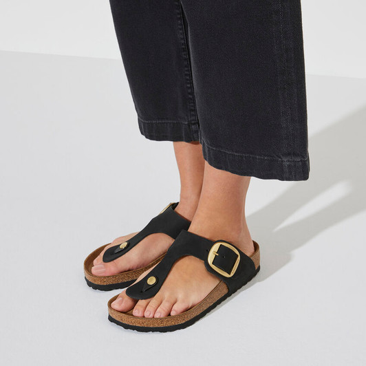 Birkenstock Gizeh Big Buckle Black Nubuck Leather -Women's Sandal