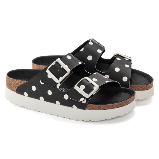 Arizona Platform Black White Dots Birko-Flor -Women's Sandal