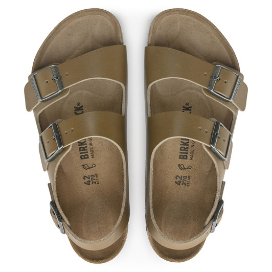 Milano Grip Vintage Wood Faded Khaki Leather - Men's Sandal