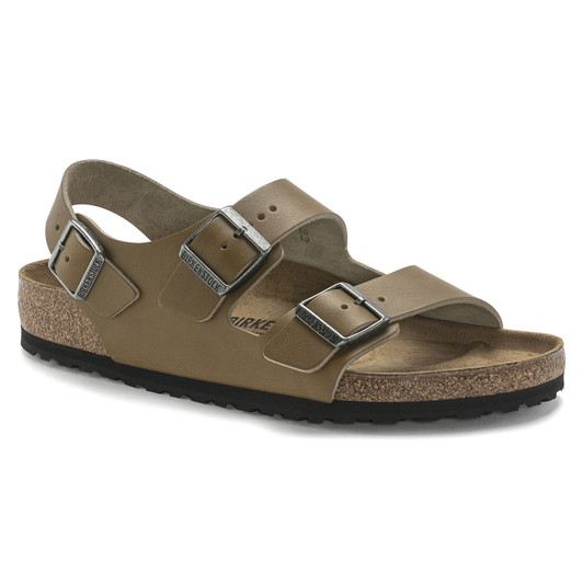 Birkenstock Milano Grip Vintage Wood Faded Khaki Leather - Men's Sandal