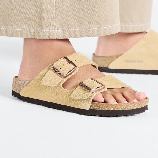 Birkenstock Arizona Latte Cream Suede Leather - Unisex Sandal