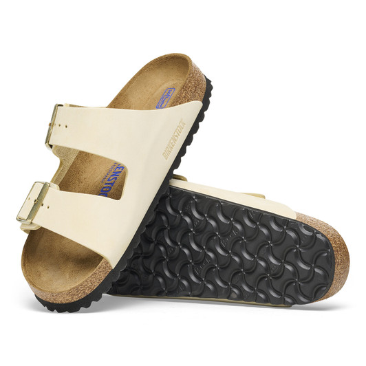 Birkenstock Women's Arizona Soft Footbed Ecru Nubuck Leather Sandal