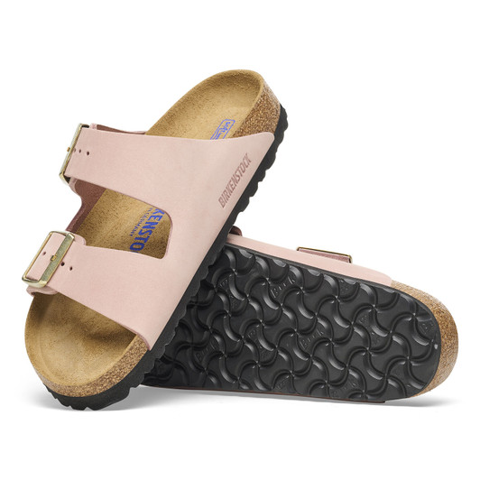 Birkenstock Women's Arizona Soft Footbed Soft Pink Nubuck Leather Sandal