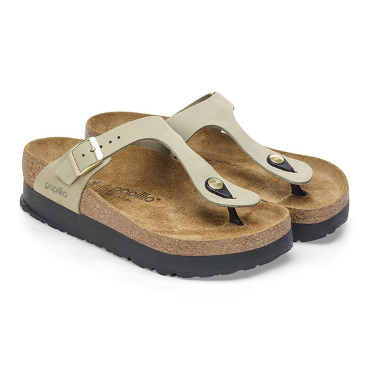 Birkenstock Women's Gizeh Platform Eucalyptus Nubuck Leather Sandal