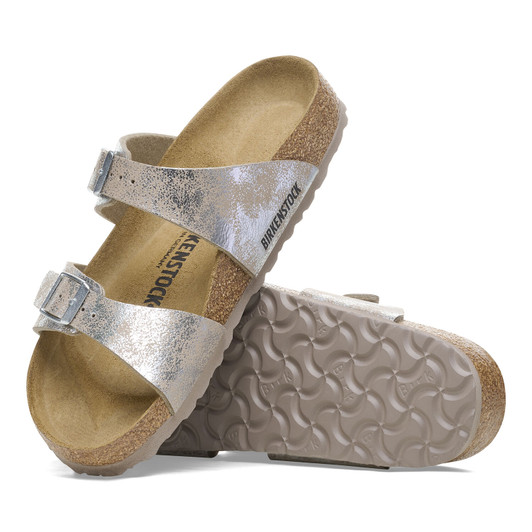 Birkenstock Women's Sydney Washed Metallic Silver Sandal