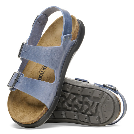 Birkenstock Women's Milano Rugged Elemental Blue Oiled Leather Sandal