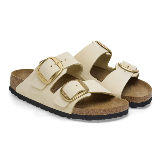 Birkenstock Women's Arizona Big Buckle Ecru Nubuck Leather Sandal