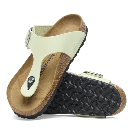 Birkenstock Women's Gizeh Big Buckle Faded Lime Nubuck Leather Sandal