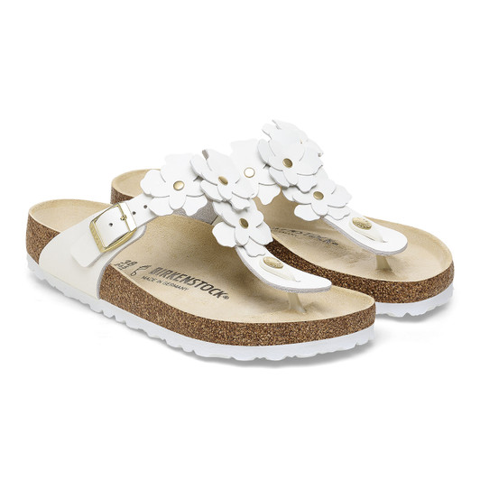 Birkenstock Gizeh Flowers White Leather - Women's Sandal