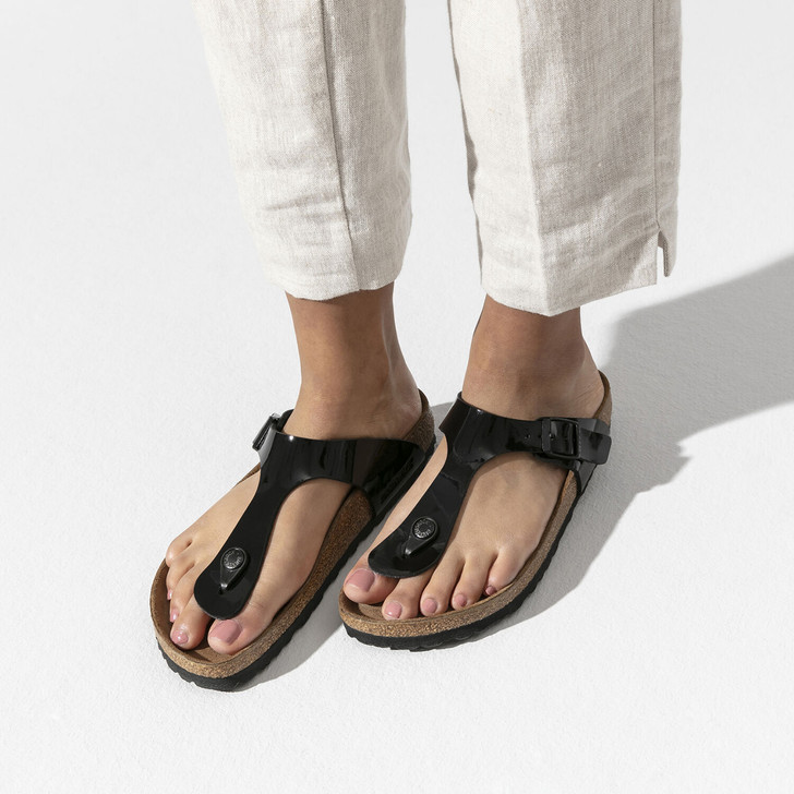 Birkenstock Gizeh Black Patent Birko Flor - Women's Sandal