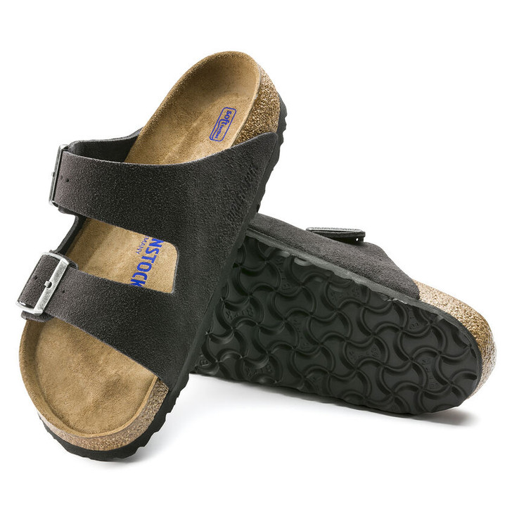 Birkenstock Unisex Arizona Soft Footbed Velvet Grey Suede Leather Sandal