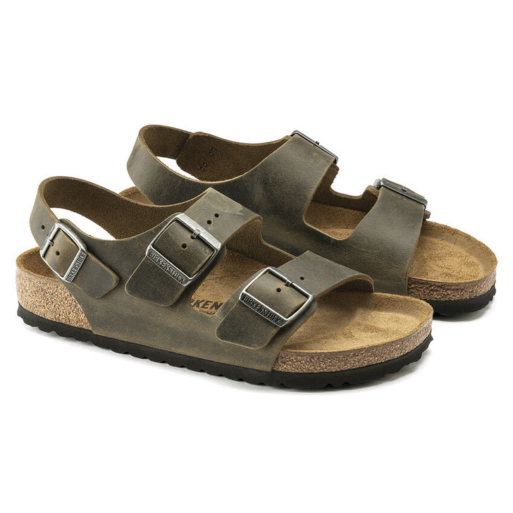 Birkenstock Milano Faded Khaki Oiled Leather - Men's Sandal