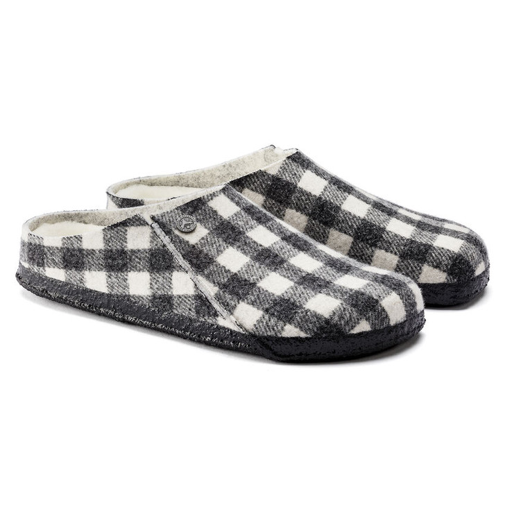 Birkenstock Zermatt Shearling Plaid White Wool Felt - Women's clog