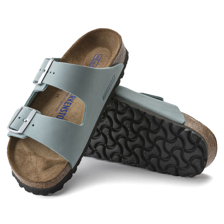 Birkenstock - Arizona Soft FootBed - Faded Aqua Nubuck Leather 