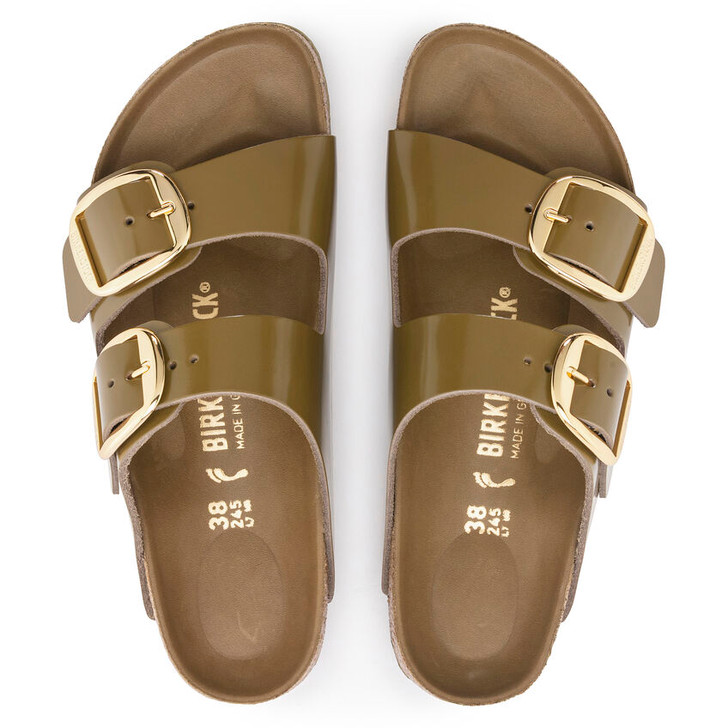 Birkenstock Arizona Big buckle High Shine Mud Green Natural Patent Leather - Women's Sandal