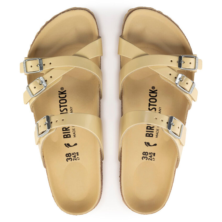 Birkenstock Franca Big Buckle High Shine Butter Natural Patent Leather - Women's Sandal 