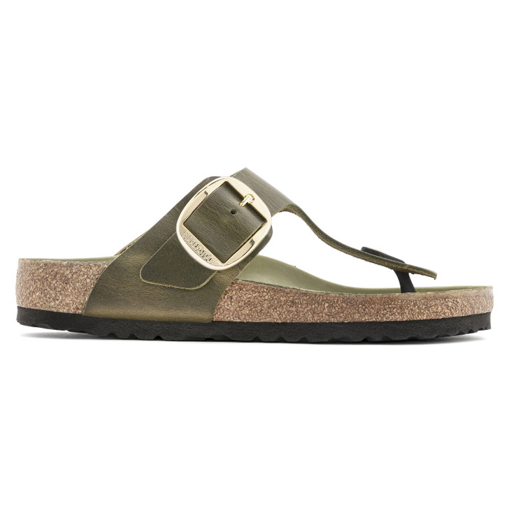 Birkenstock Gizeh Big Buckle Olive Green Oiled Leather - Women's Sandal