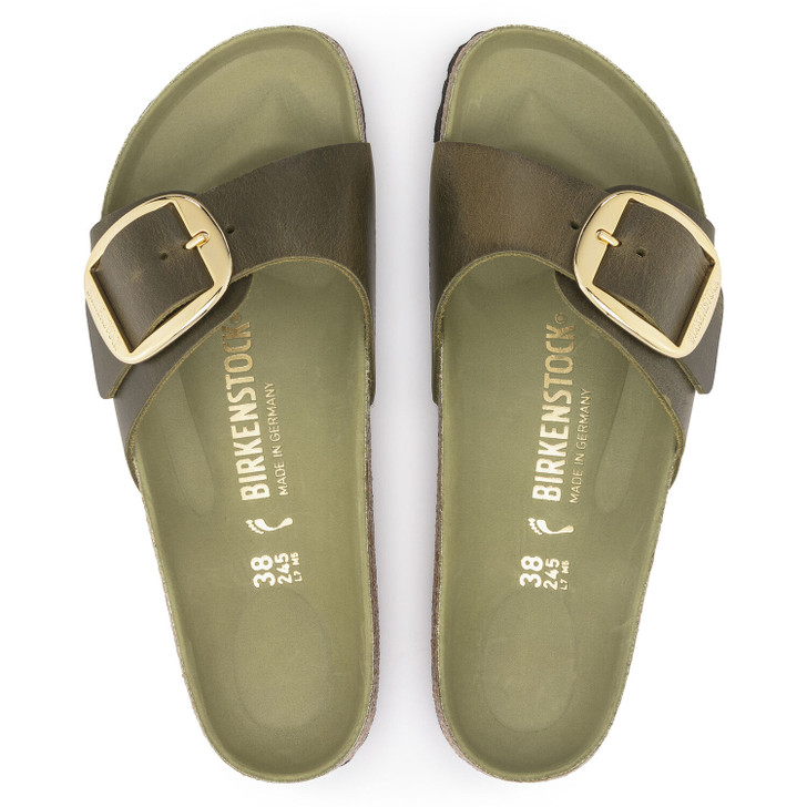 Birkenstock Madrid Big Buckle Olive Green Oiled Leather - Women's Sandal