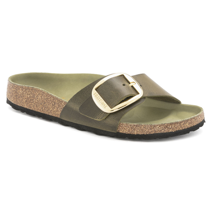 Birkenstock Madrid Big Buckle Olive Green Oiled Leather - Women's Sandal