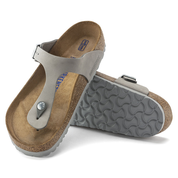 Gizeh Soft Footbed Dove Gray Nubuck Leather - Women's Sandal (1024127)