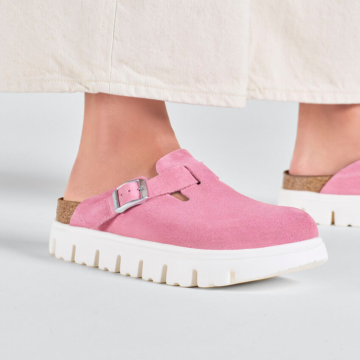 Boston Chunky Suede Leather Candy Pink - Women's Clog (1026158)