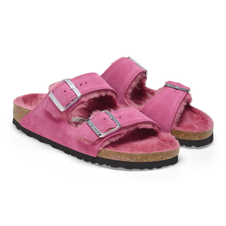 Arizona Shearling Fuchsia Suede Leather - Women's Sandal (1025554)