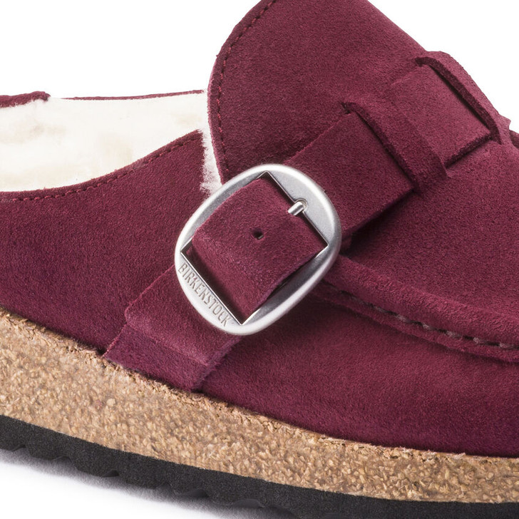 Birkenstock Buckley Shearling Maroon Suede Leather -  Women's Clog