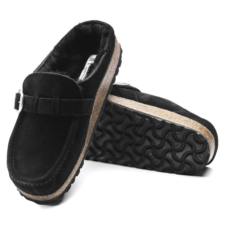 Birkenstock - Buckley Shearling Clog - Black Suede Leather