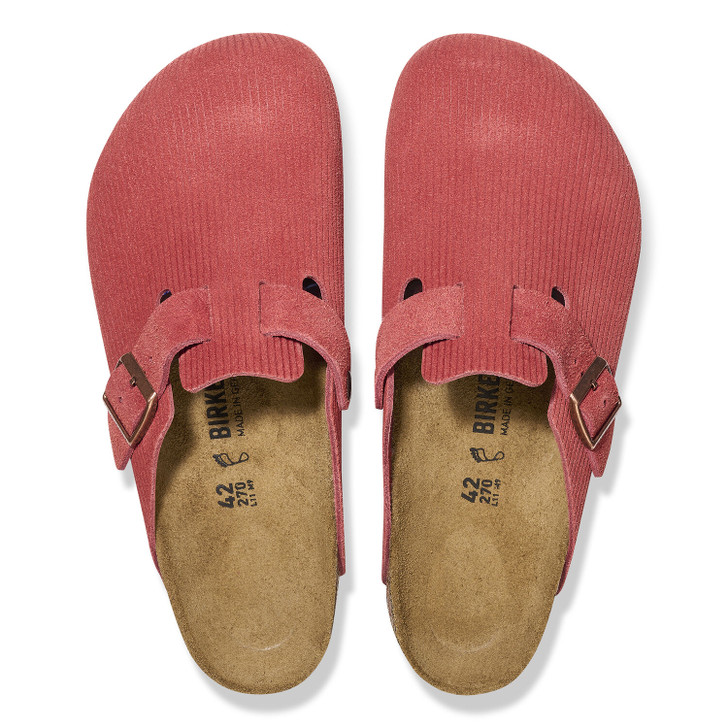 Birkenstock Boston Corduroy Sienna Red Suede - Women's Clog