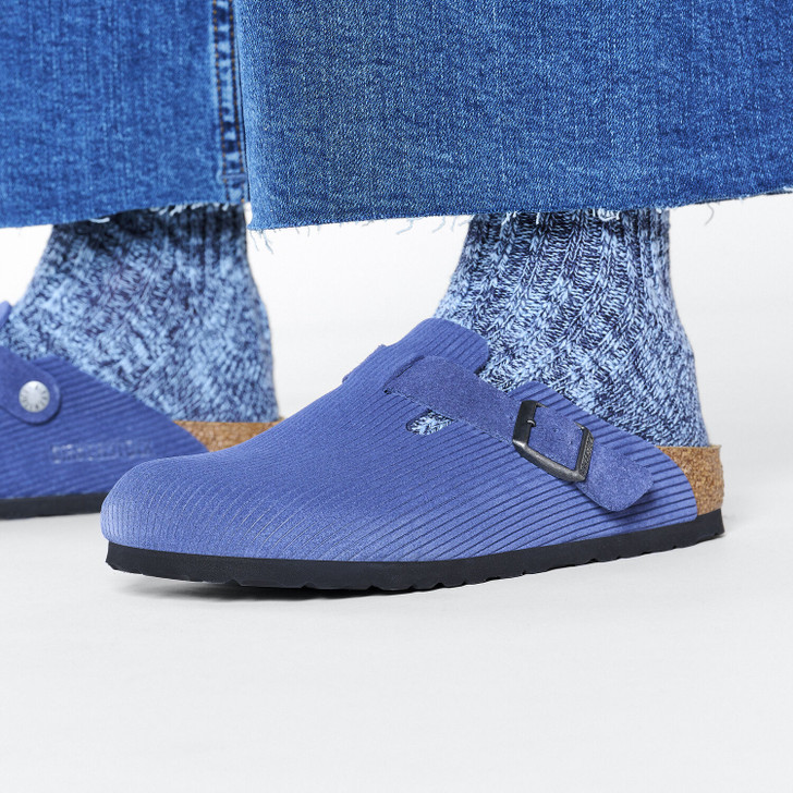 Birkenstock Boston Corduroy Indigo Suede - Women's Clog