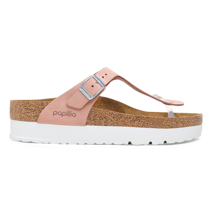 Birkenstock Gizeh Platform Vegan Soft Pink Nubuck Leather - Women's Sandal