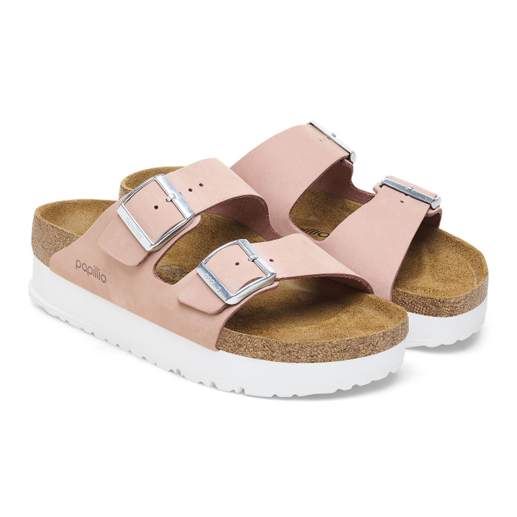 Birkenstock Arizona Platform Soft Pink Nubuck Leather - Women's Sandal