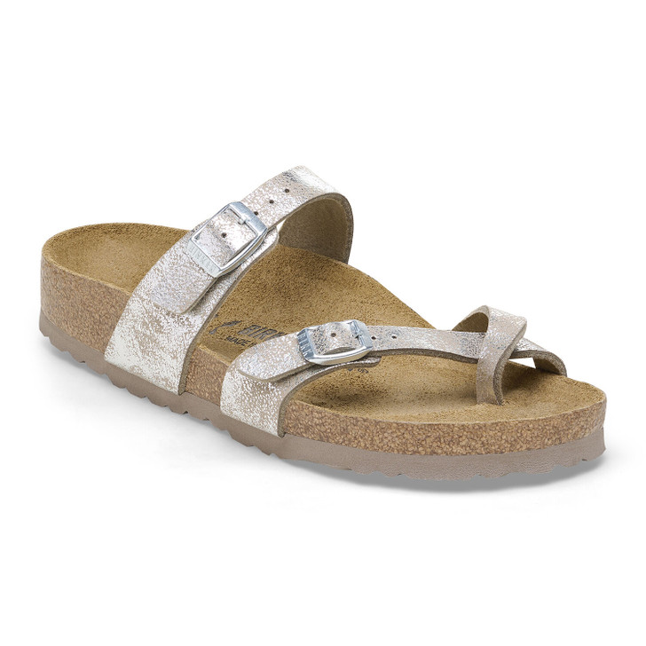Birkenstock Mayari Washed Metallic Silver - Women's Sandal