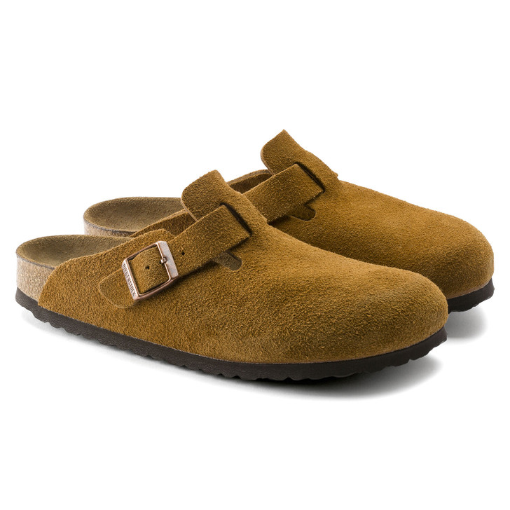 Birkenstock Boston Soft Footbed Mink Suede Leather - Unisex Clog